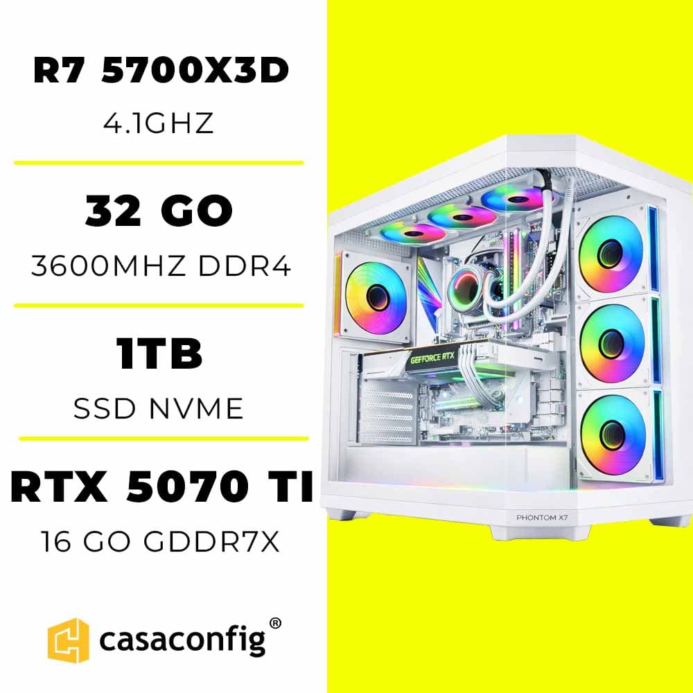 PC Gamer Ryzen 7 5700X3D/32GB/1TB SSD/RTX 5070 TI 16GO